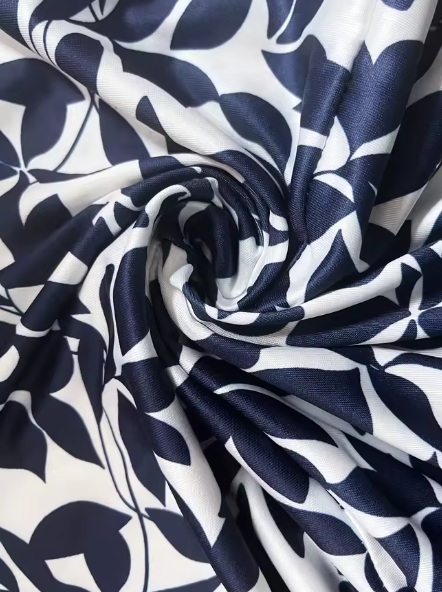 Vestido Azul Marino con Estampado de Hojas para Mujer