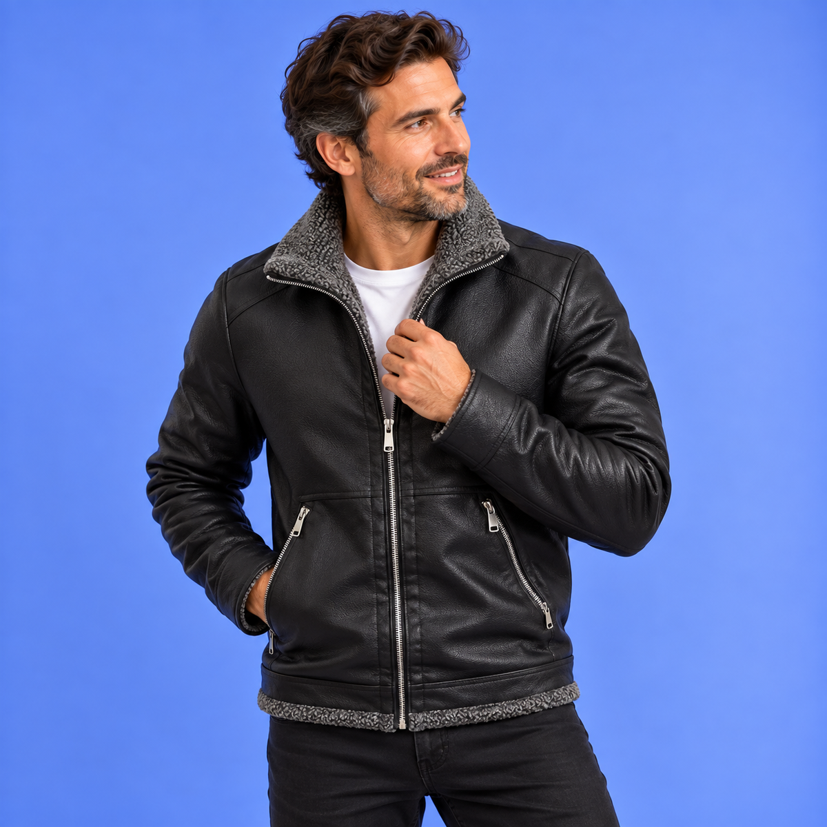 Mateo™ | Chaqueta de cuero elegante de felpa