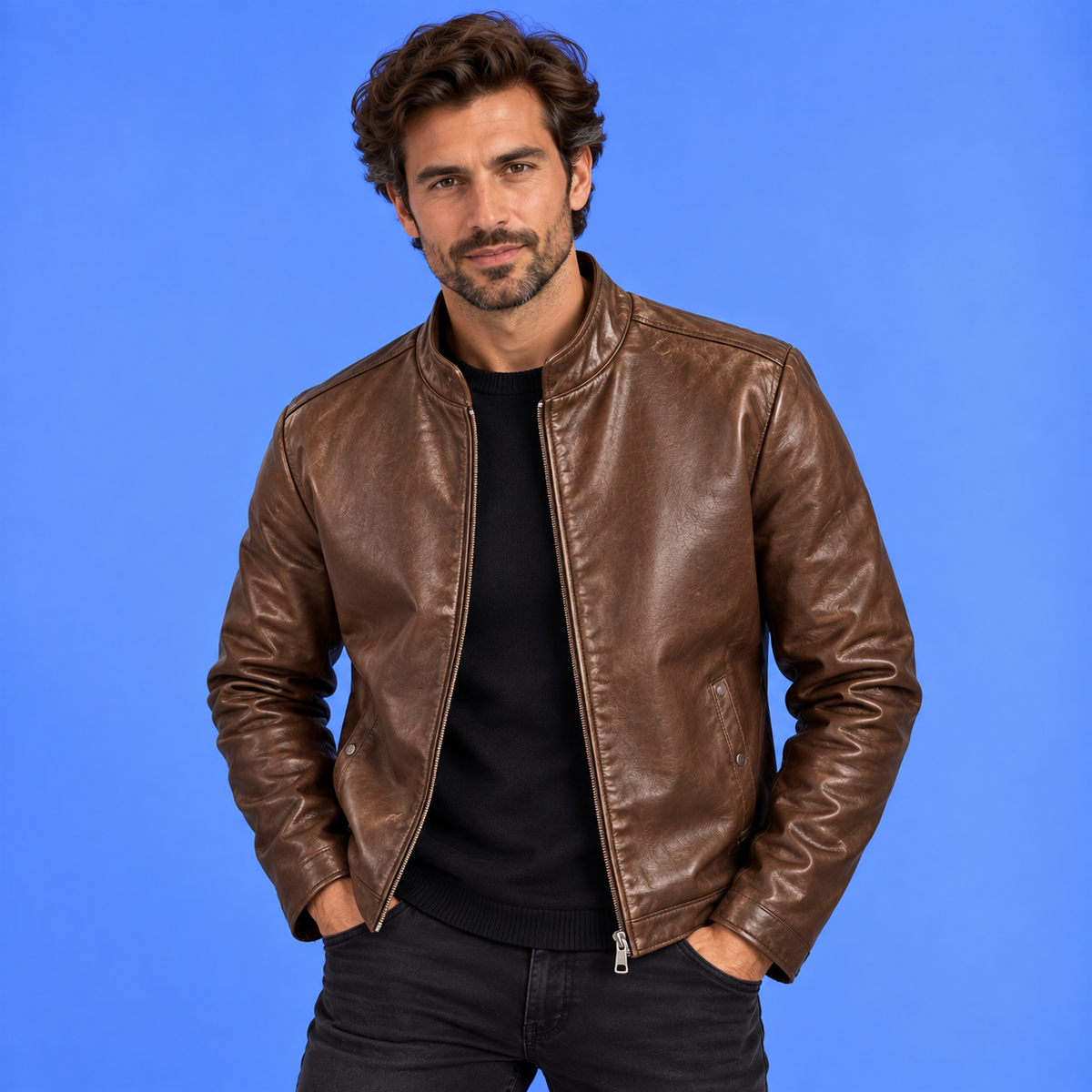 Juan™ | Chaqueta de cuero de motero