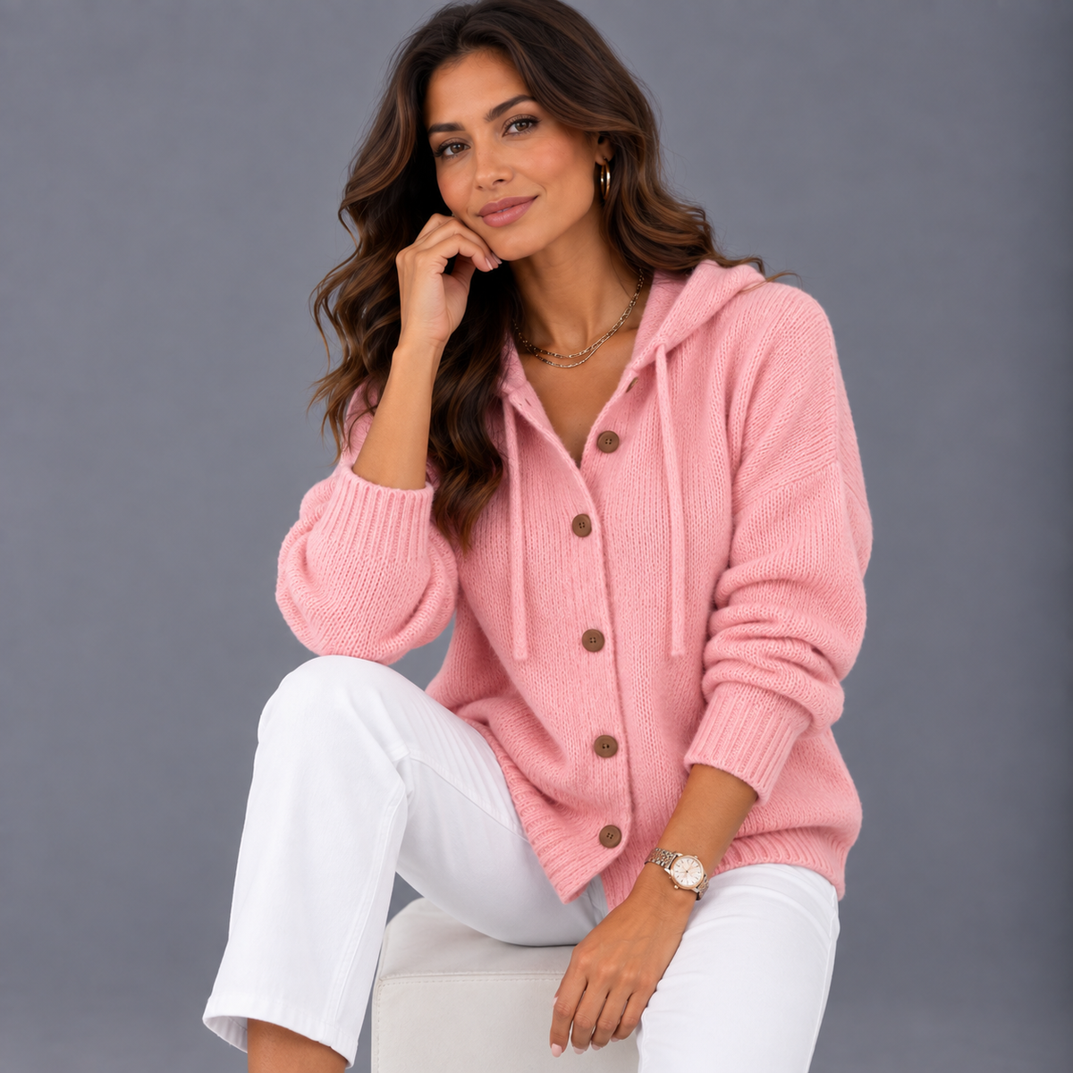 Brenda™ | Sudadera con capucha y cardigan de botones