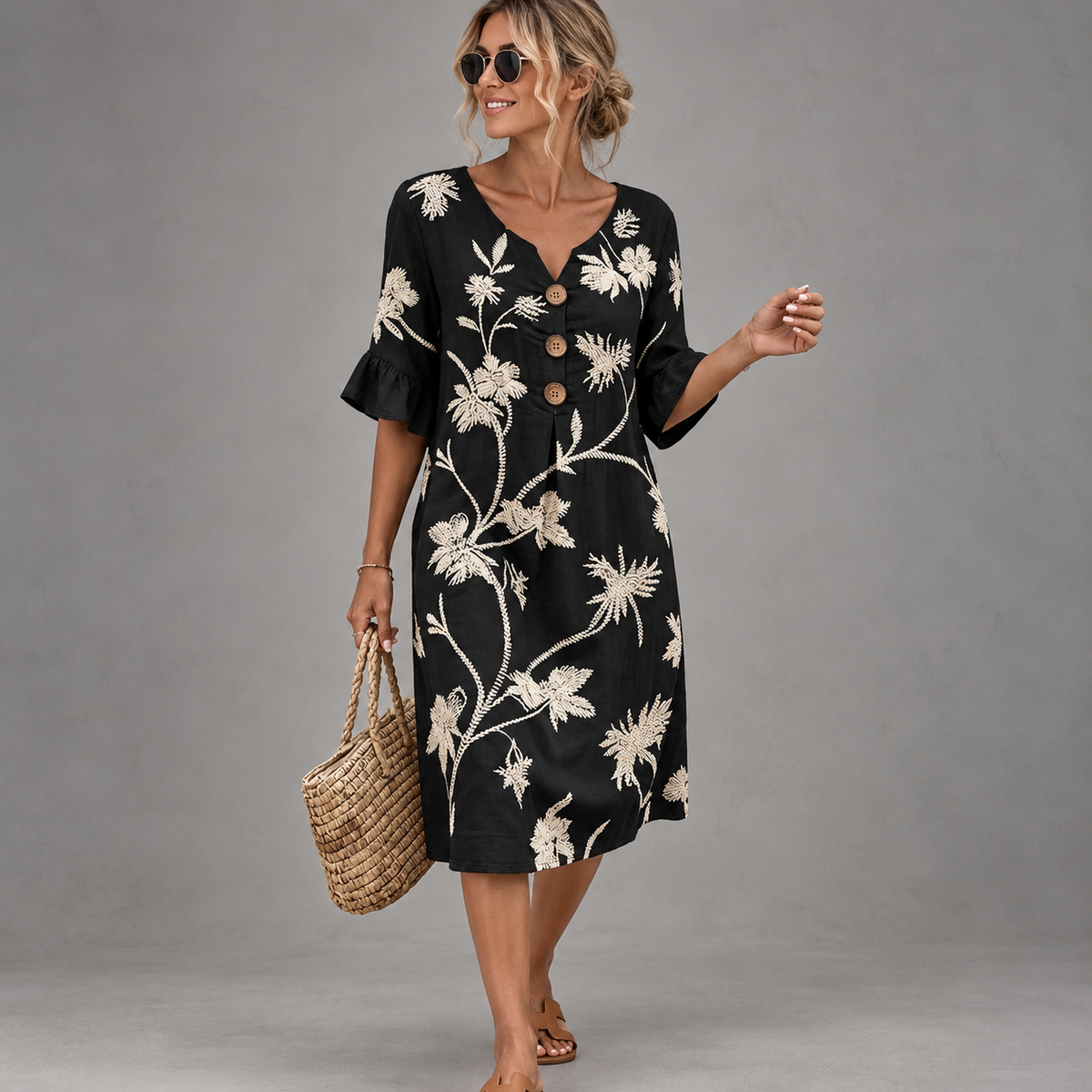 Vestido casual de mujer con estampado floral
