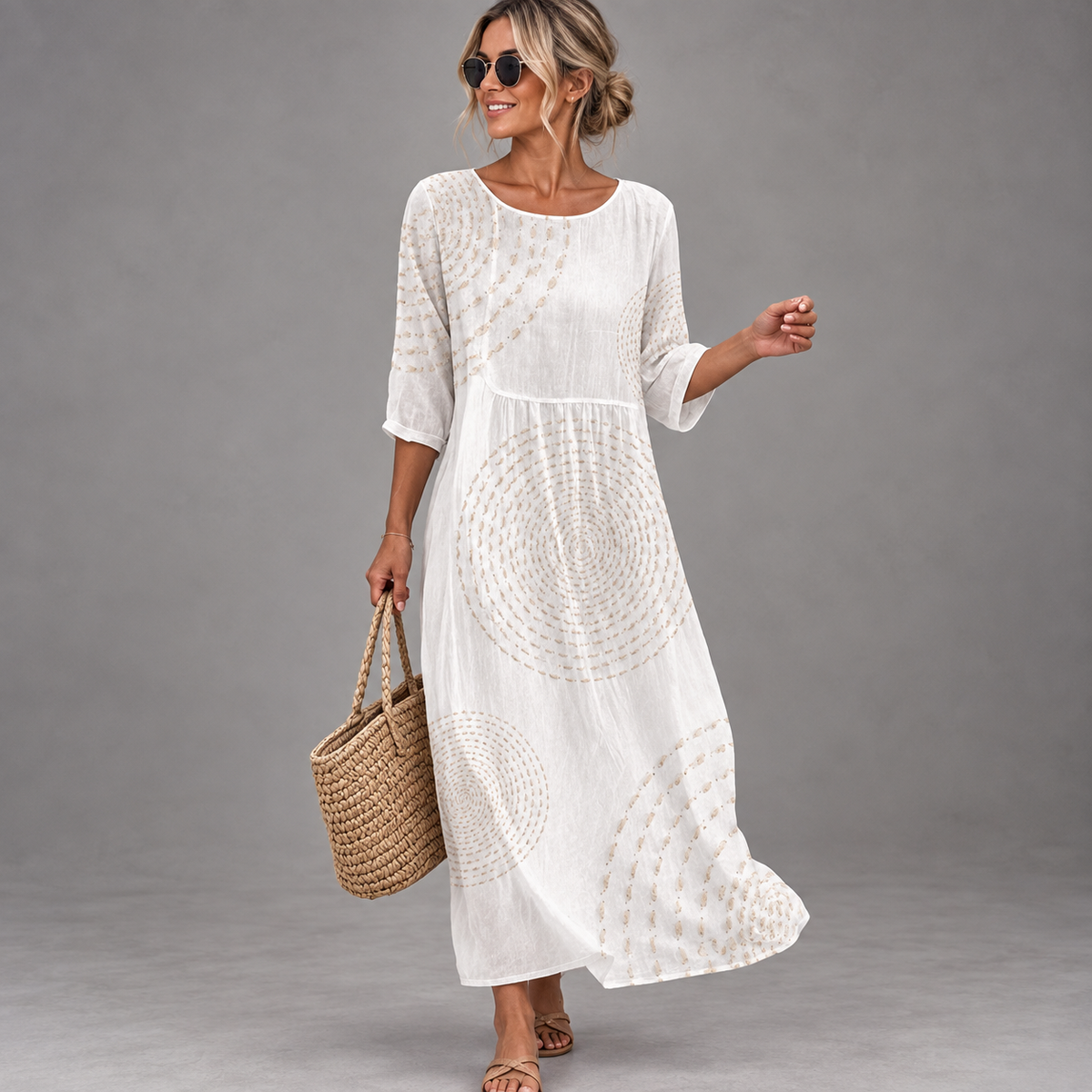 Vestido casual bordado para mujer