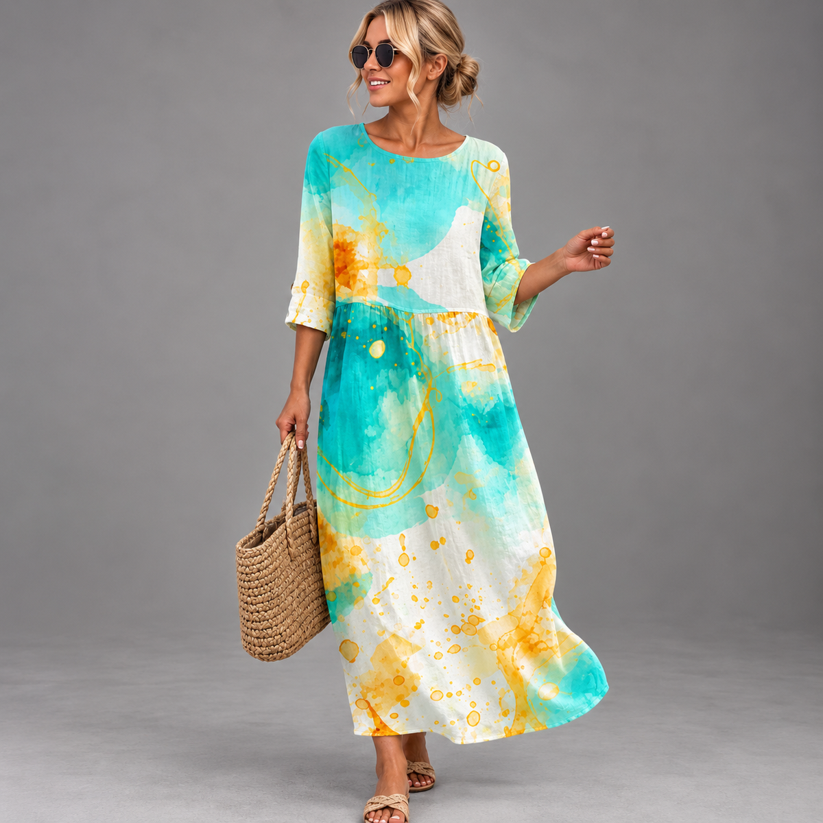 Vestido casual de mujer con estampado floral