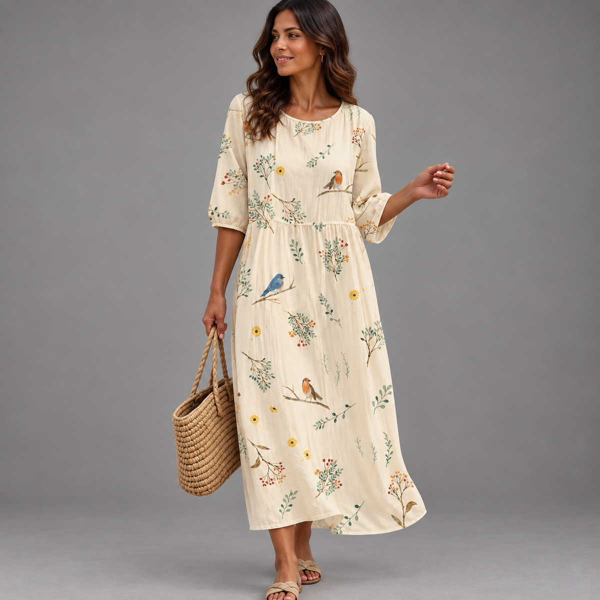 Vestido casual de mujer con estampado floral