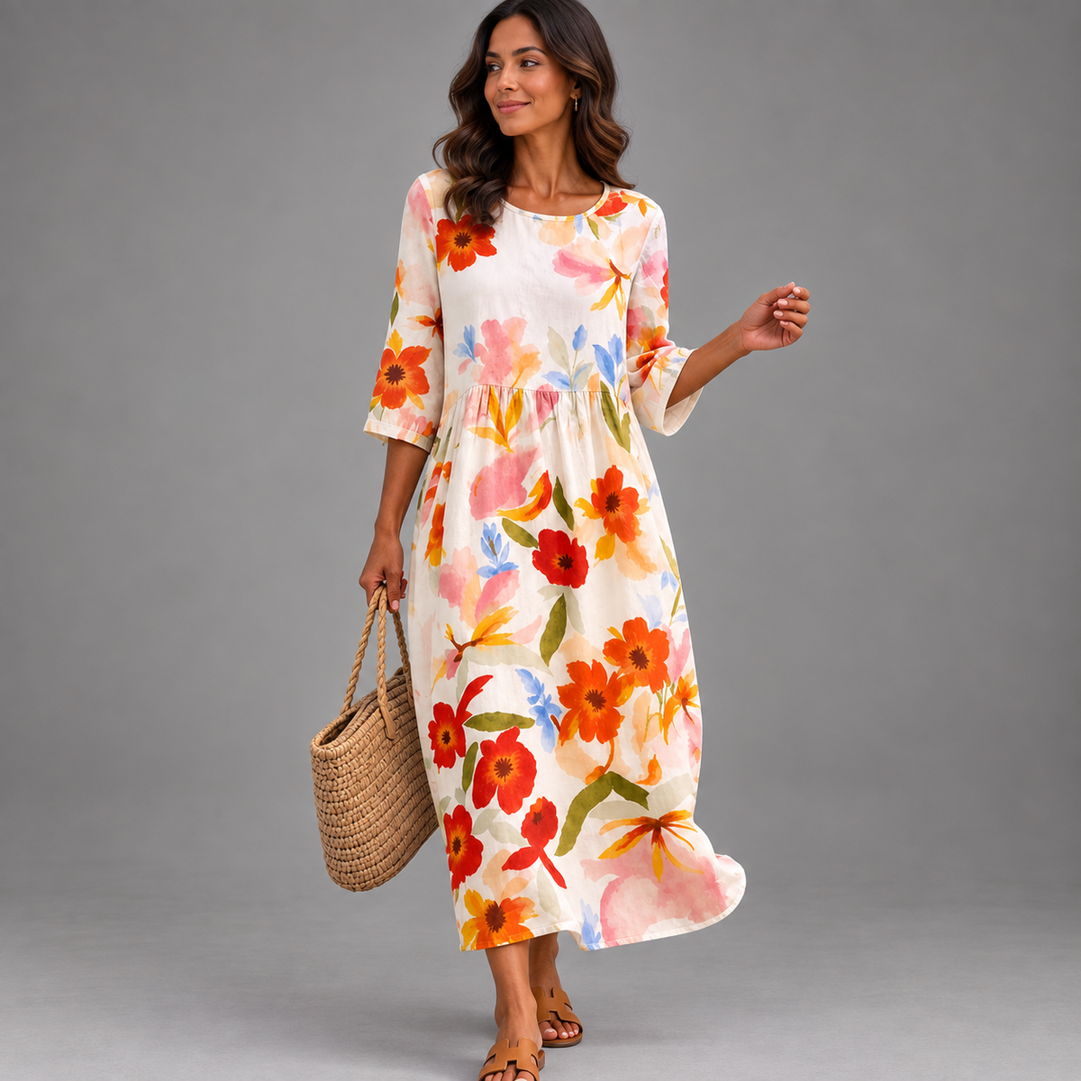 Vestido casual de mujer con estampado floral