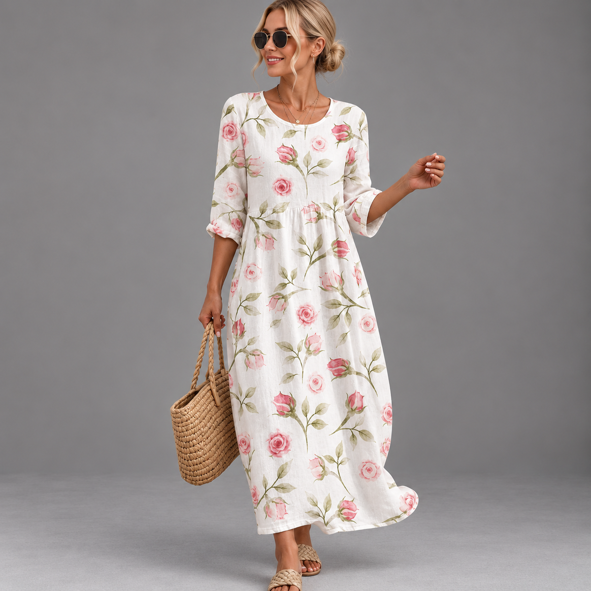 Vestido casual de mujer con estampado floral