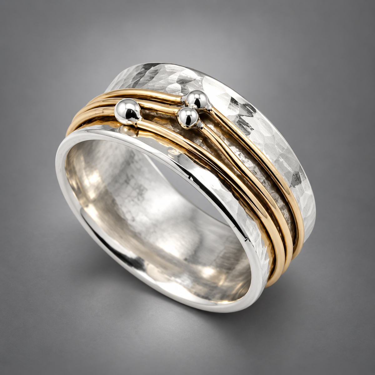 Anillo vintage de oro con baño de plata