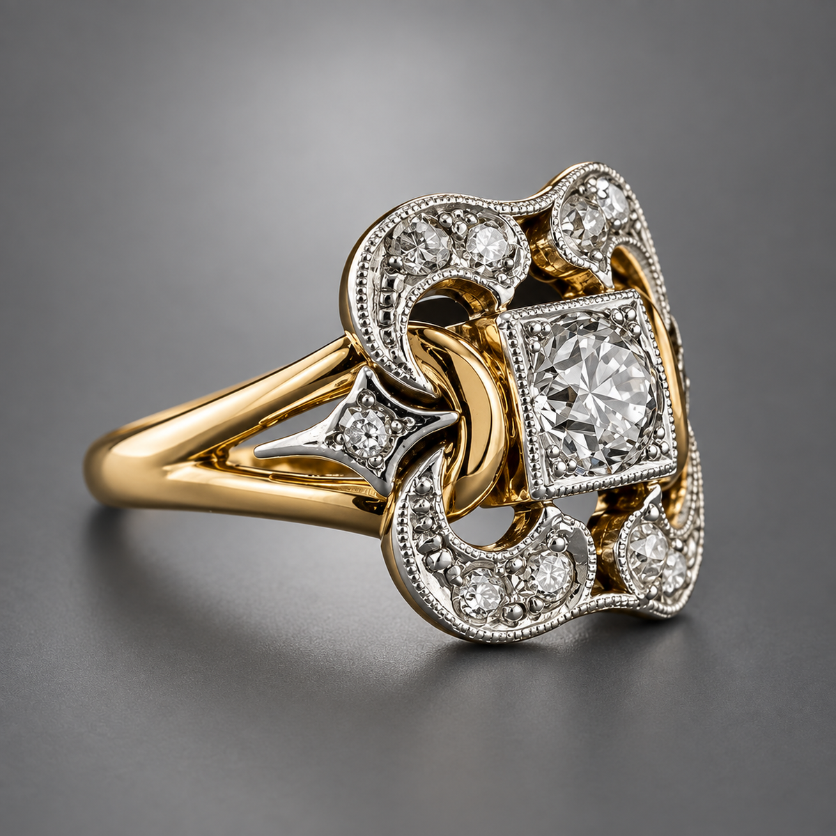 Anillo vintage de oro con circón
