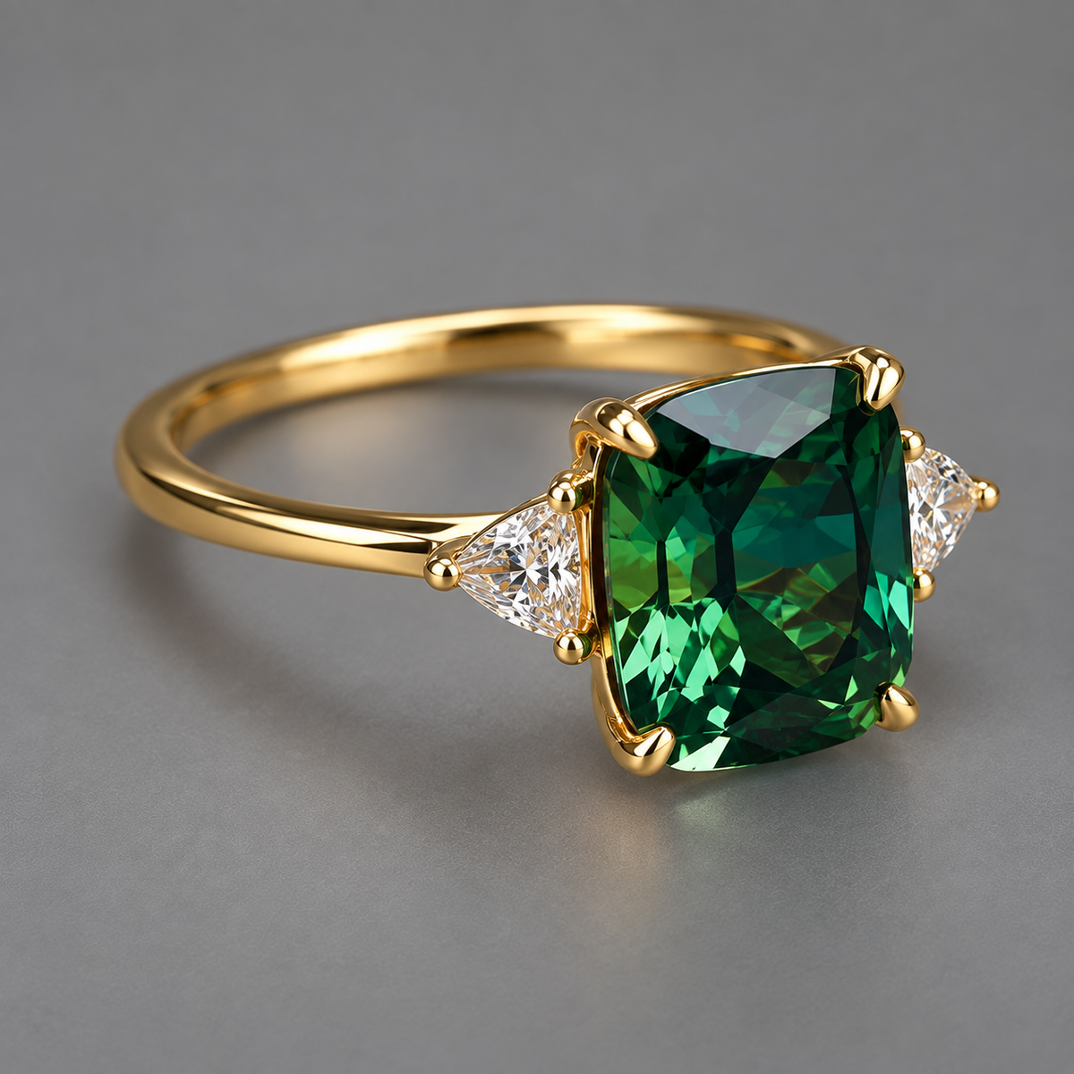 Elegante anillo cuadrado con esmeralda