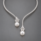 Collar de perlas elegante y brillante en plata