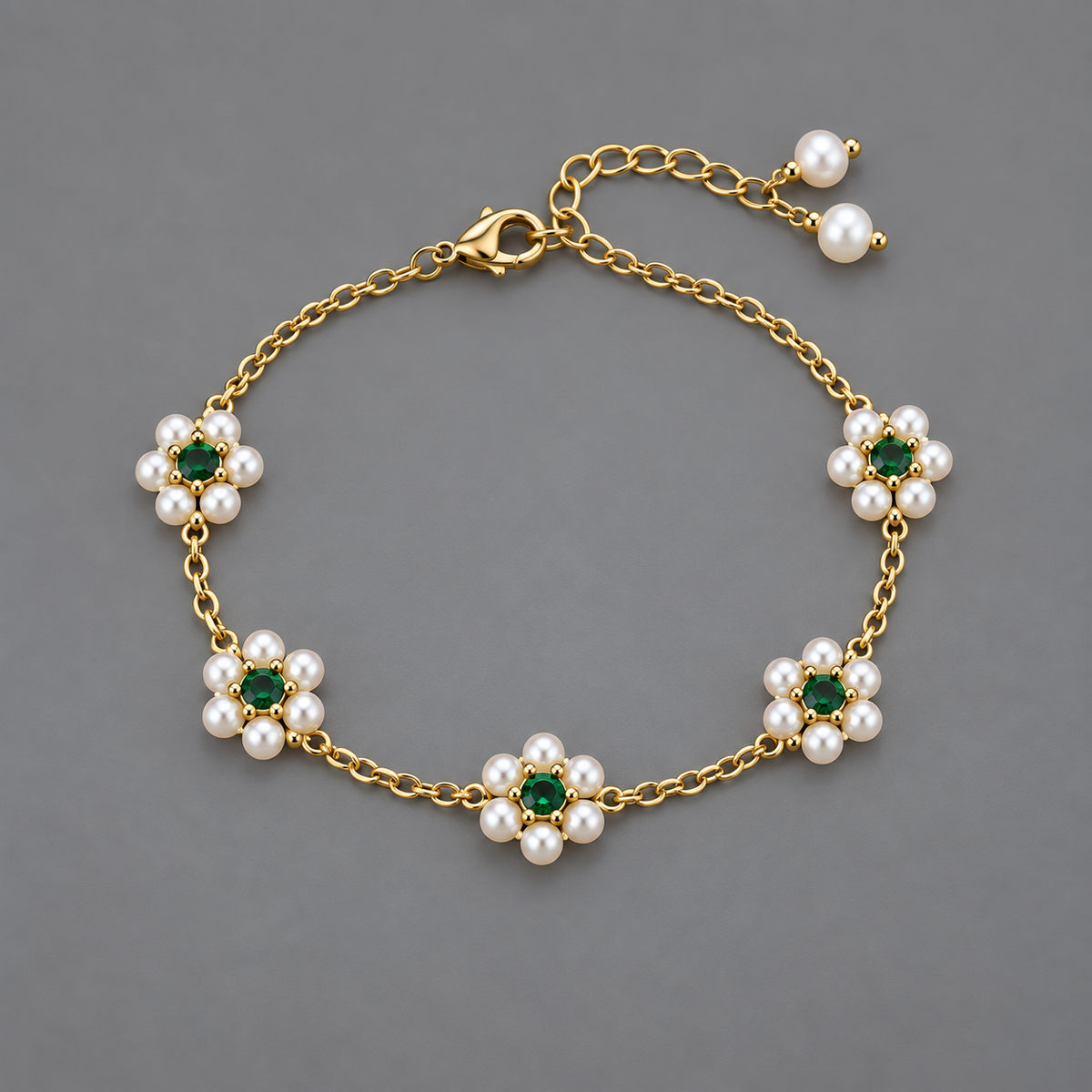 Pulsera elegante con cristales verdes