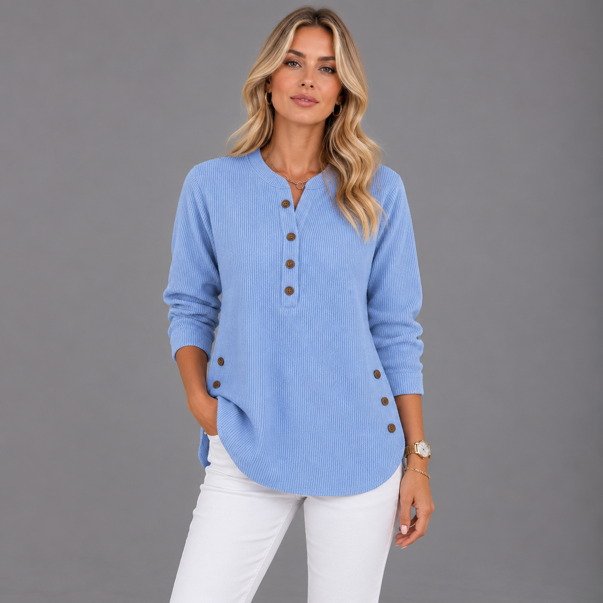 Neva™ | Túnica tipo Henley con botones