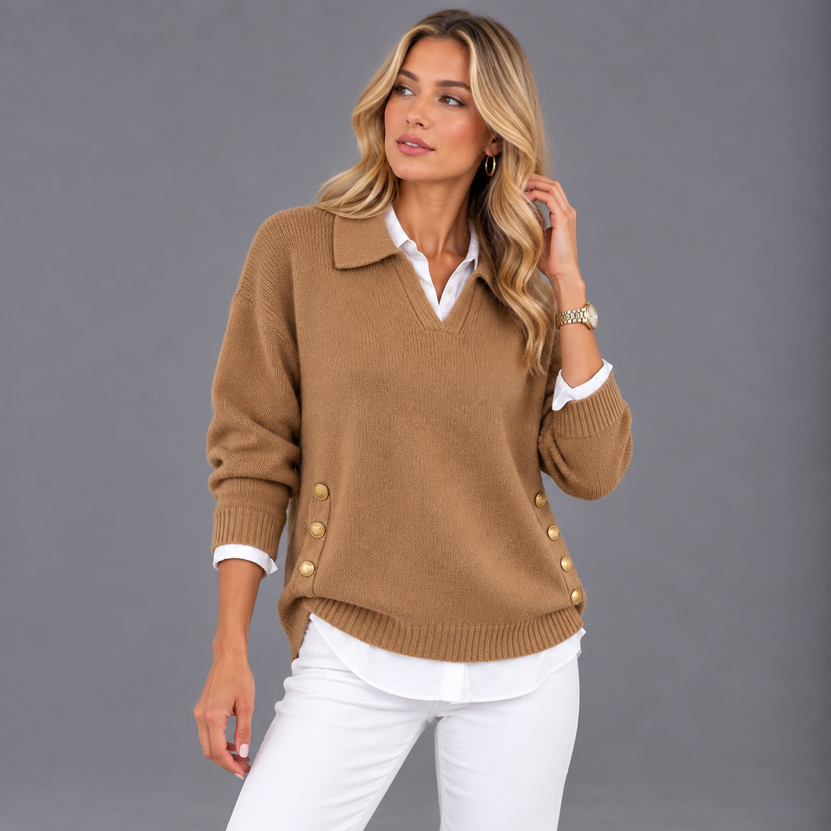 Vynette™ | Jersey de cuello en V con cuello