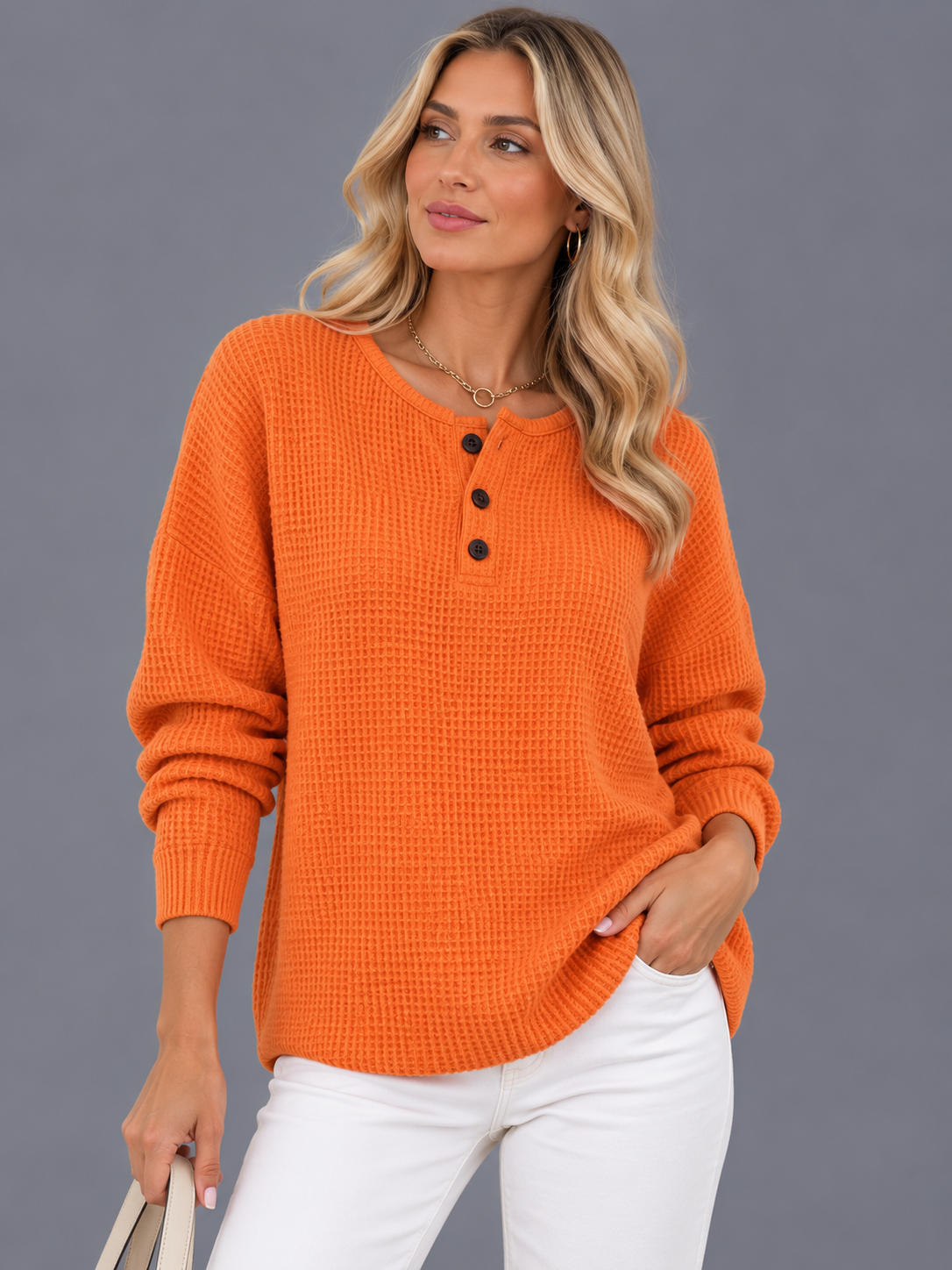 Mirabel™ | Cómoda sudadera Henley de tejido de gofre