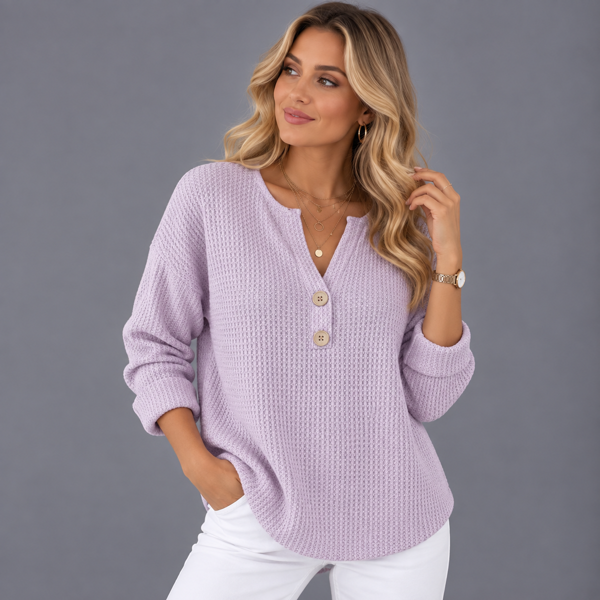 Lucinda™ | Camiseta Henley con botones
