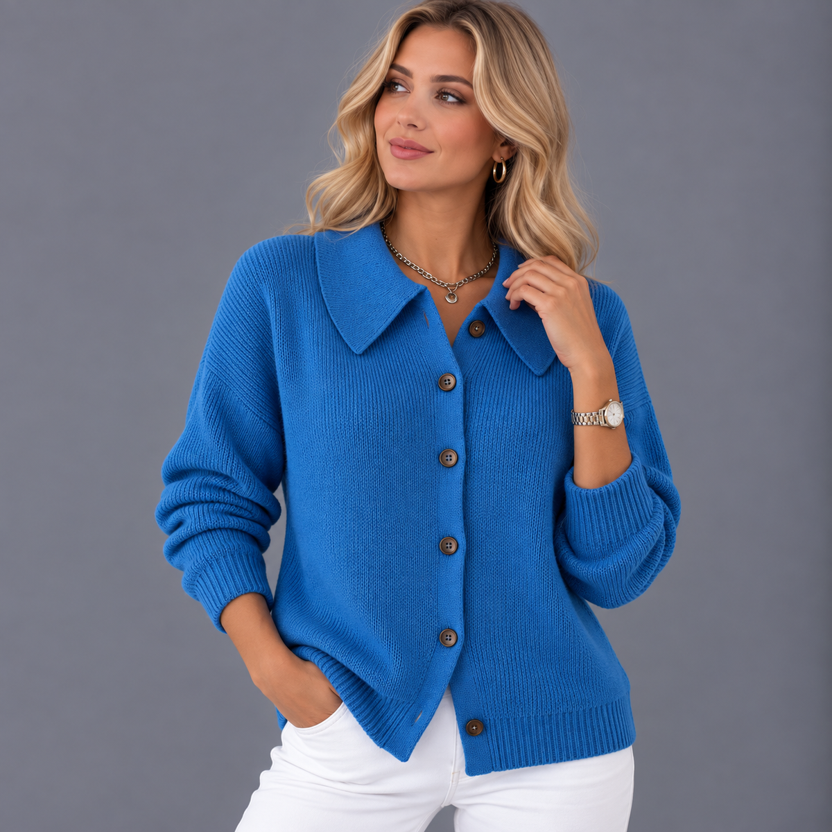 Vespera™ | Cárdigan con cuello de botones