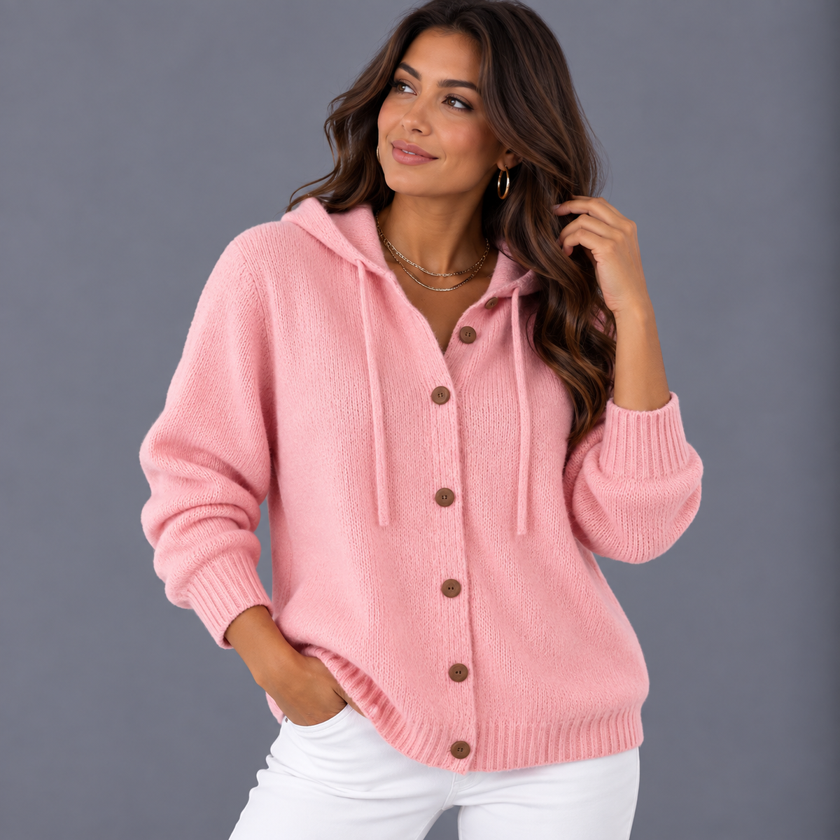 Brenda™ | Sudadera con capucha y cardigan de botones