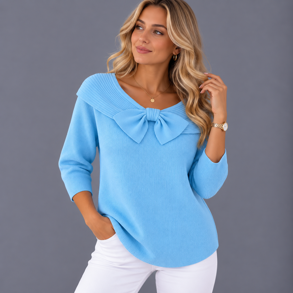 Tivella™ | Jersey con lazo y cuello redondo
