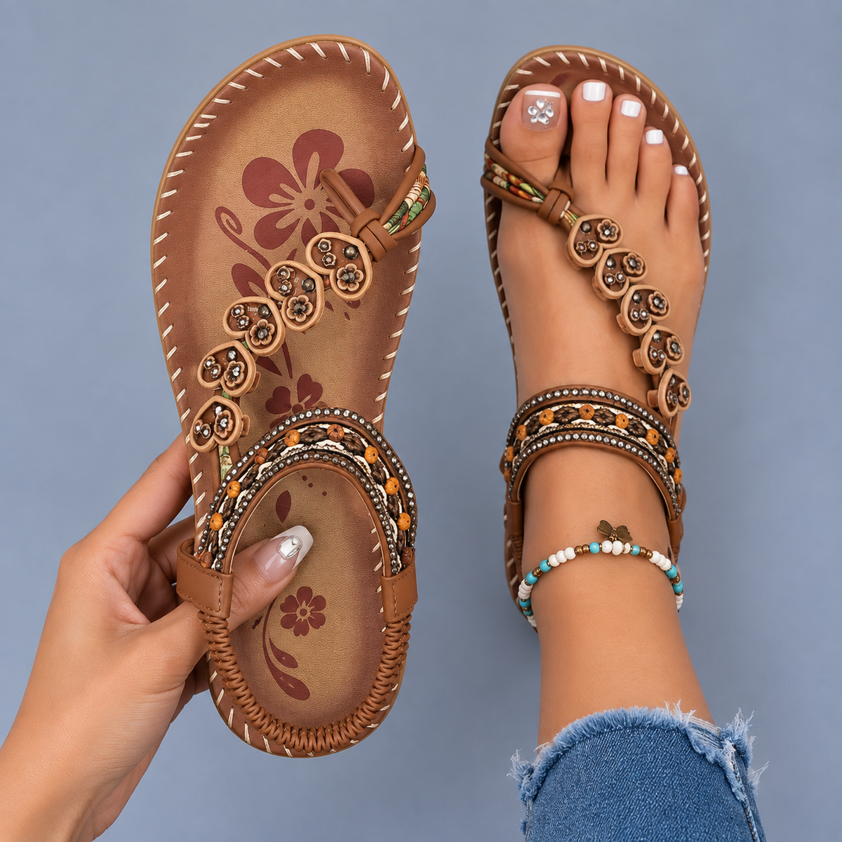 Sandalia Dedo Floral