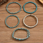 Set de pulseras boho con cuentas turquesas