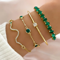 Conjunto de pulseras vintage con zirconia verde